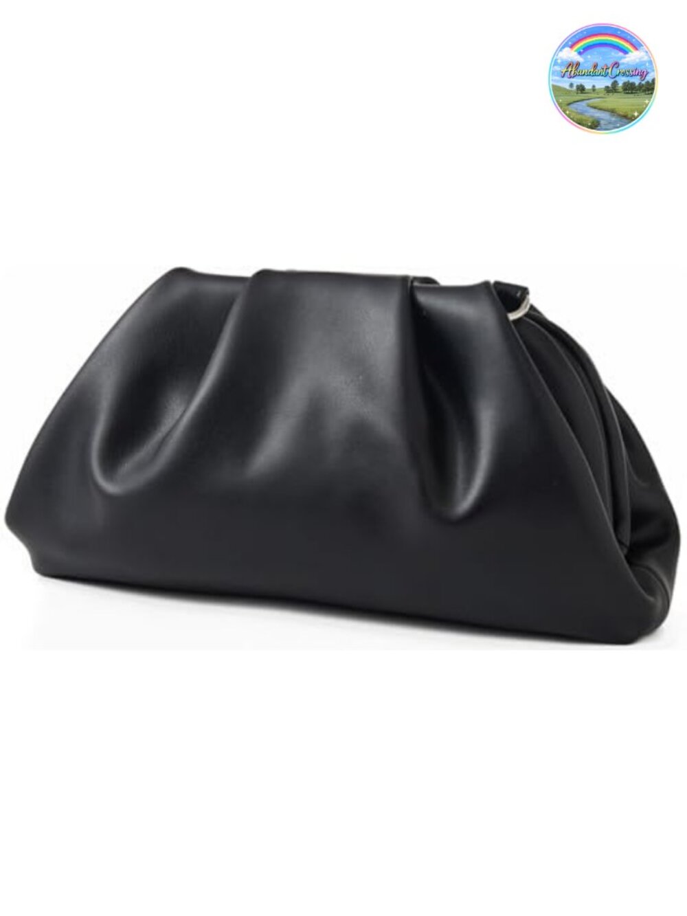Metallic PU Leather Ruched Cloud Clutch Detachable Gold Plated Chain Crossbody